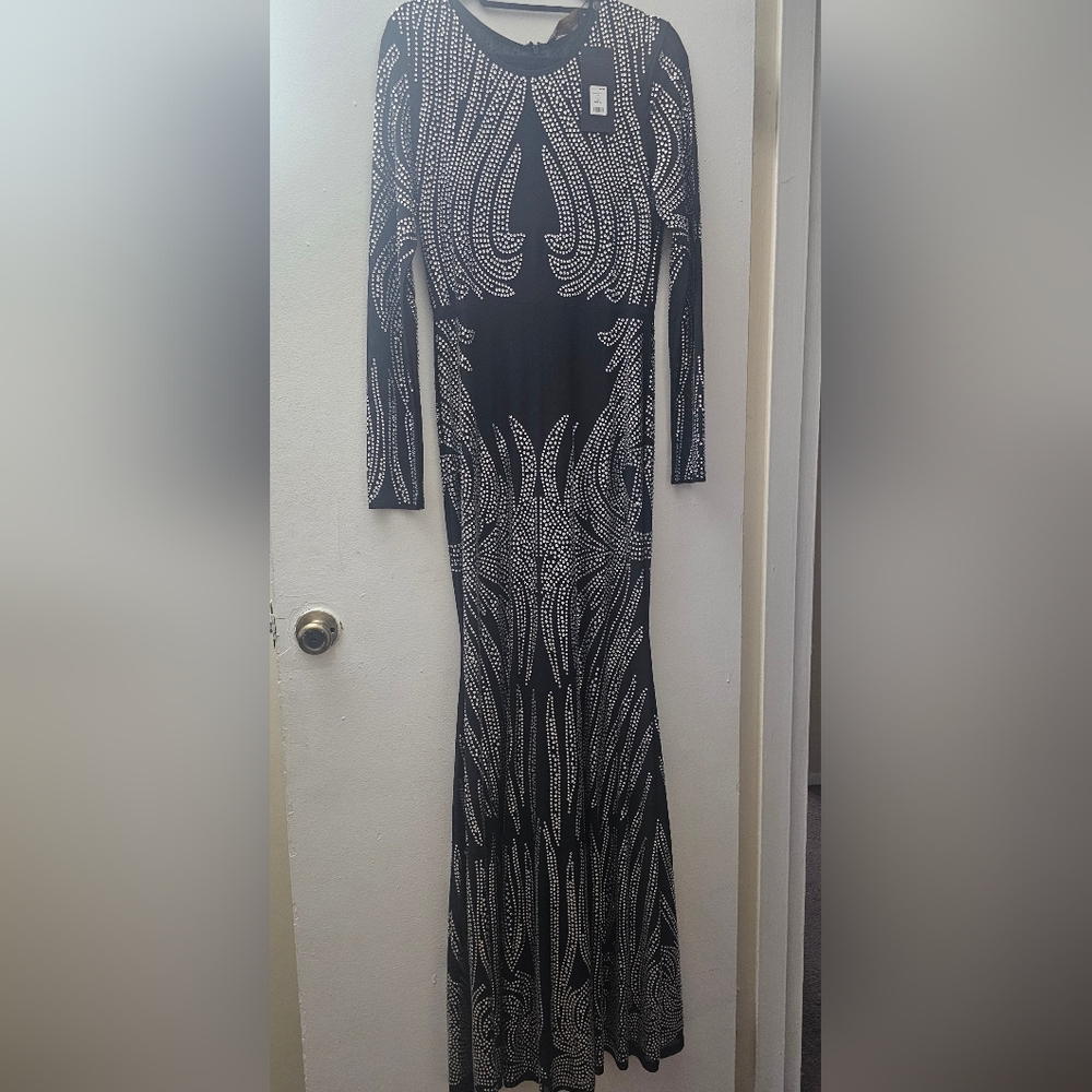 Elegant Black and Silver Embellished Dress
